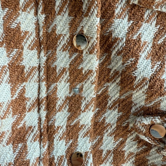 Brown and White Houndstooth Women's Cropped Jacket Bishop and Young Size Small - Picture 5 of 6